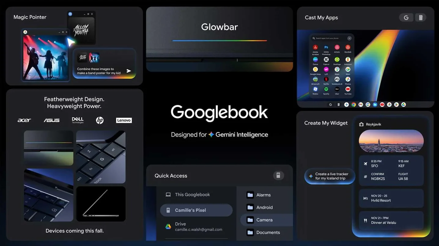 Googlebook sustituye a Chromebook con IA Gemini y alianza de fabricantes